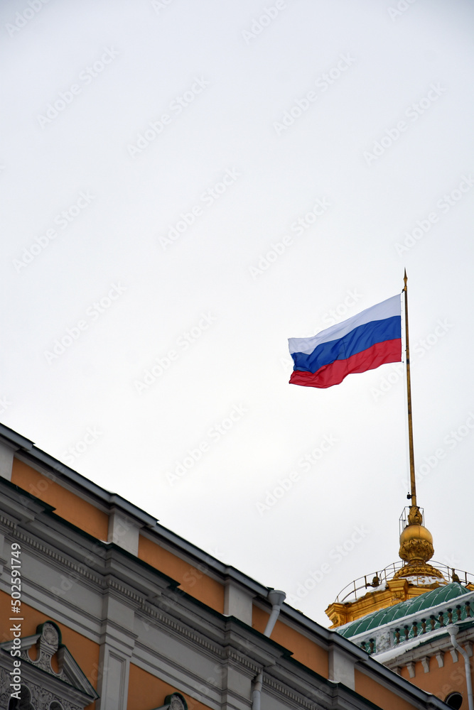 State flag of Russia in the wind