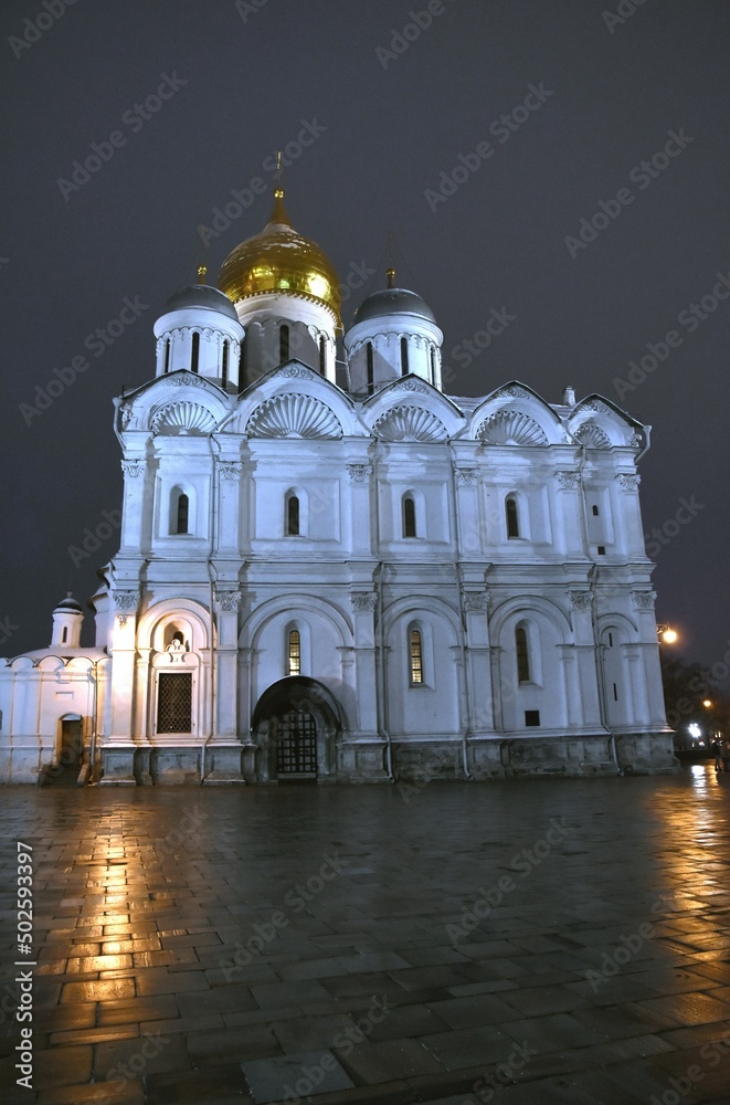 Moscow Kremlin architecture at night