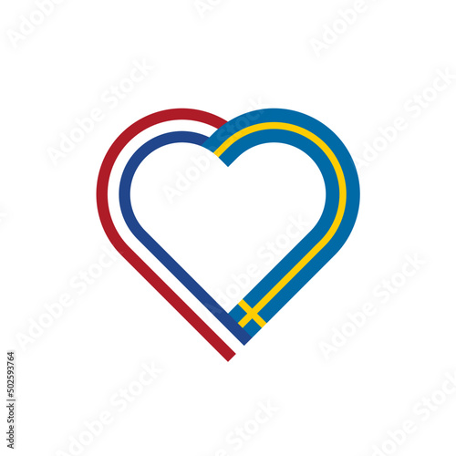 unity concept. heart ribbon icon of netherlands and sweden flags. vector illustration isolated on white background