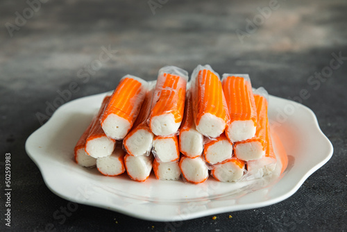 crab stick convenience seafood fast food fresh healthy meal food snack diet on the table copy space food background rustic top view