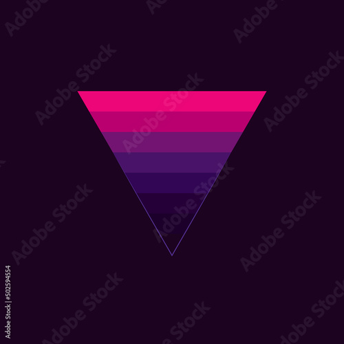 Vintage triangular sunset in the style of the 80s. Vector background. A design element.