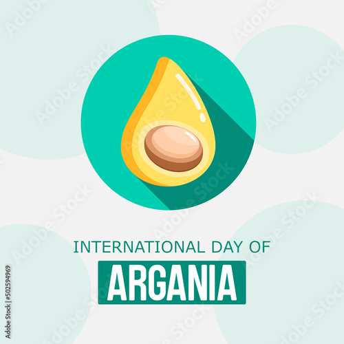 International day of Argania celebration design poster with the argan oil. Vector illustration isolated on white background.