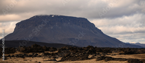 Wallpaper Mural Panoramic view of the flat-topped Herðubreið volcano, known as "The Queen of Icelandic Mountains", dominates the landscape of the Central Highlands, Vatnajökull National Park, Iceland Torontodigital.ca