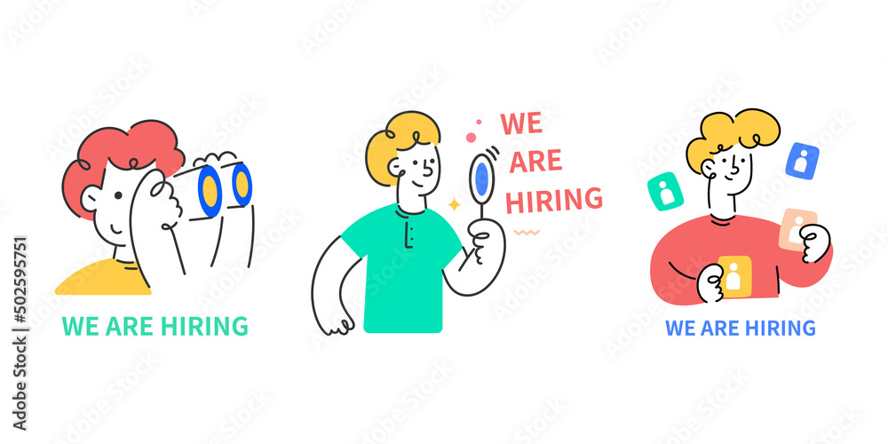 We are hiring job opportunity concept. Employer looking for candidate for job vacancy. Vector illustration. We are hiring job opportunity concept. Employer looking for candidate for job vacancy. Vector illustration.