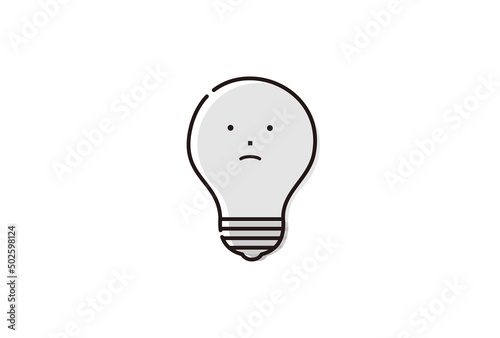 困った顔の光っていない暗い豆電球 - 電源オフ･考え中･停電のイメージ素材
