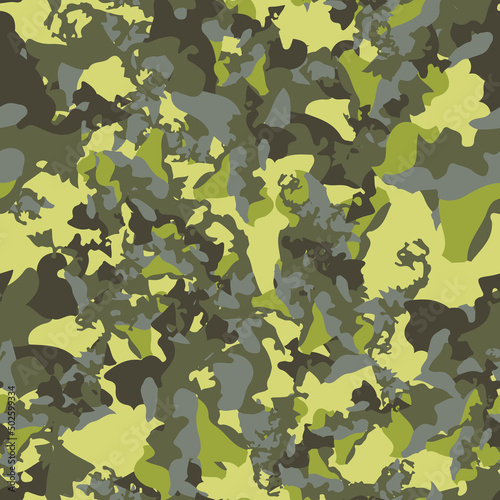 Forest camouflage of various shades of green and grey colors