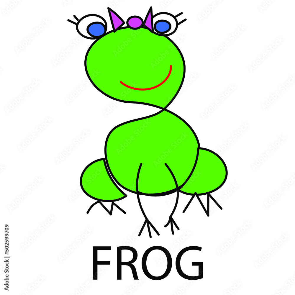 Naklejka premium cute green frog in vector isolated