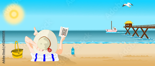 Día de relajación disfrutando de la lectura de un libro en la playa durante un día soleado