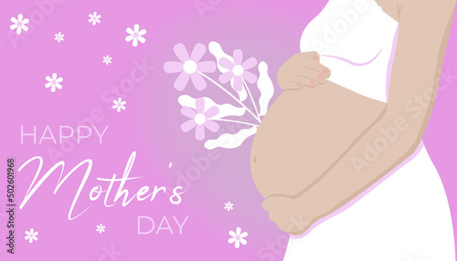 Happy Mother's Day poster with Pregnant woman belly