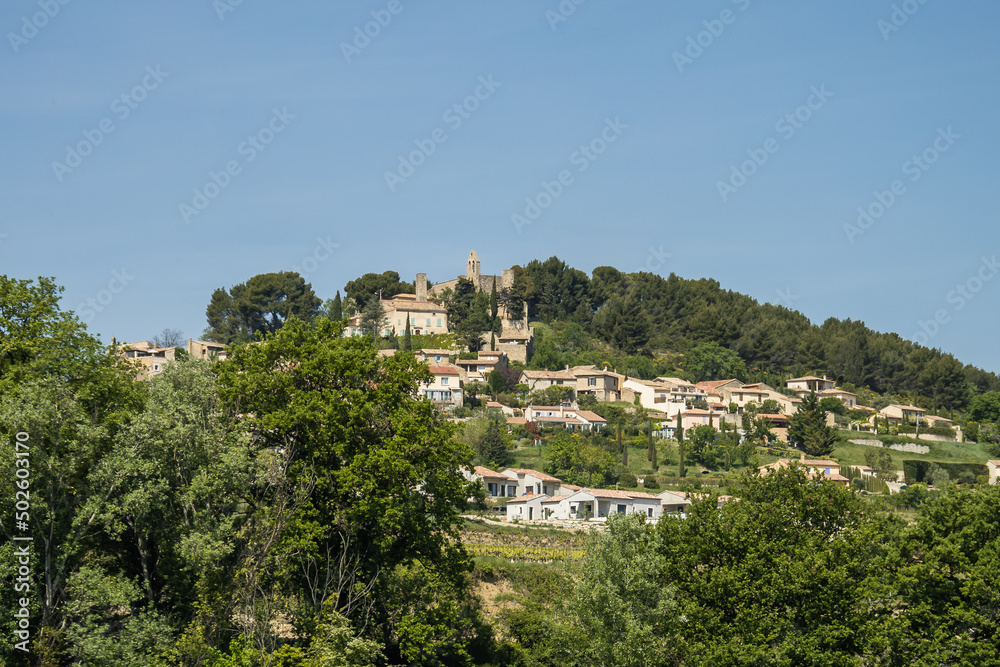 view of the village of Rasteau in France in the Vaucluse