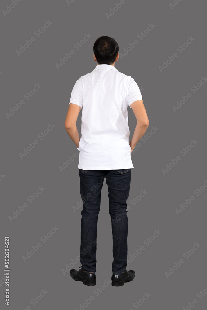 Portrait of attractive businessman Asian standing against on gray background with copy space and clipping path Portrait of attractive businessman Asian standing against on gray background with copy space and clipping path
