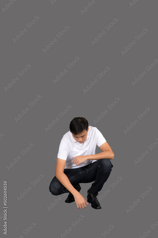 Portrait of attractive businessman Asian standing against on gray background with copy space and clipping path Portrait of attractive businessman Asian standing against on gray background with copy space and clipping path