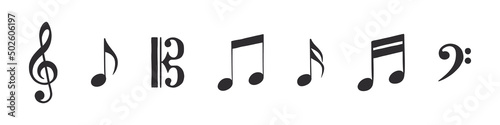 Music notes. Musical symbols set. Hand-drawn musical symbols in various variations. Vector illustration