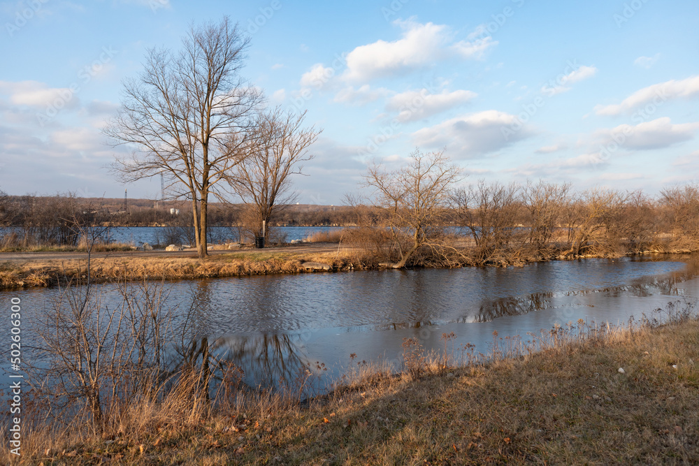 Canal and Water Filled Quarry in Lemont Illinois during Autumn Canal and Water Filled Quarry in Lemont Illinois during Autumn