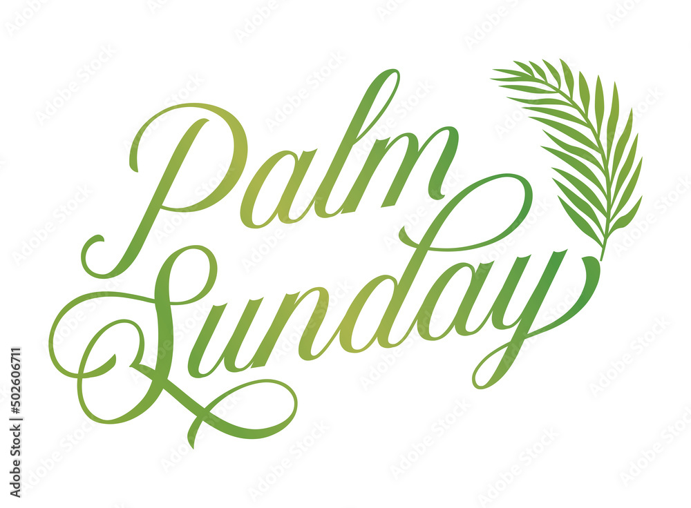 Fototapeta premium Palm Sunday Leaf and Text Holiday Theme Illustration