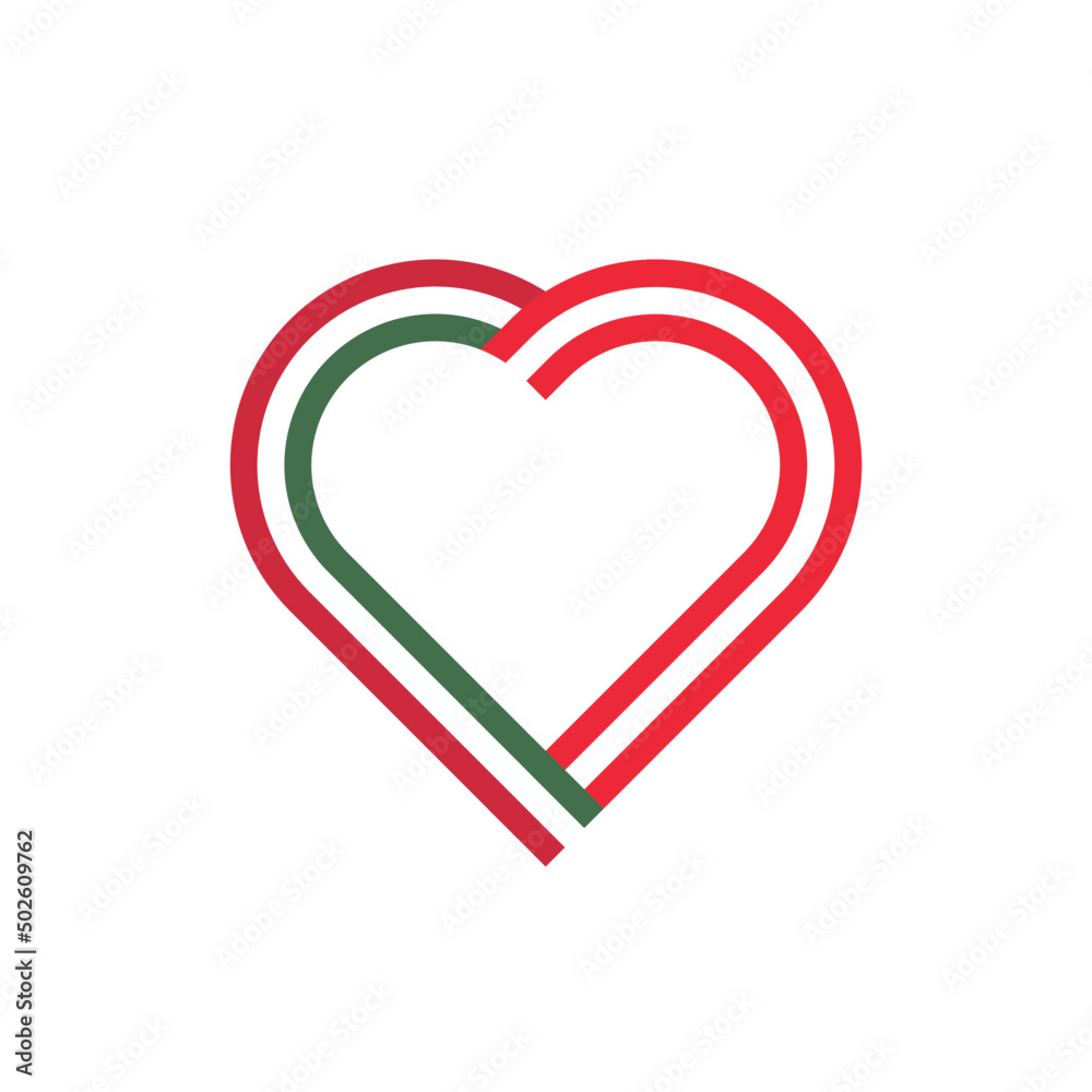 unity concept. heart ribbon icon of hungary and austria flags. vector illustration isolated on white background