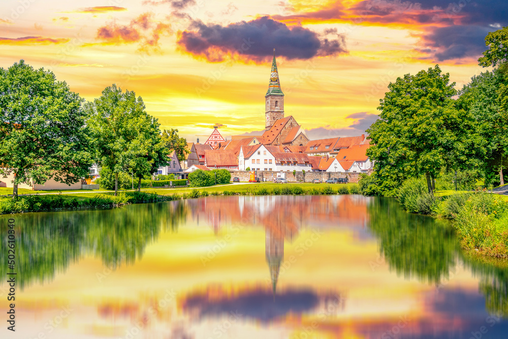 Blick auf Wolfram Eschenbach, Deutschland 