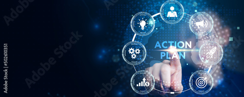 Business, Technology, Internet and network concept. Concept meaning proposed strategy or course of actions for certain time. photo