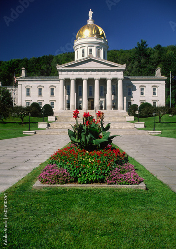 Facade of a government building, State Capitol, Montpelier, Vermont, USA photo