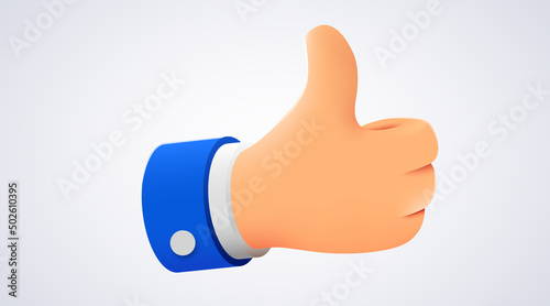 Cartoon human hand with thumb. Concept of like at social network, success or good feedback.