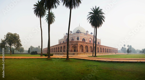 India, New Delhi, Panoramic view of Humayun's Tomb, UNESCO World Heritage Site, 16th century example of Mughal architecture photo