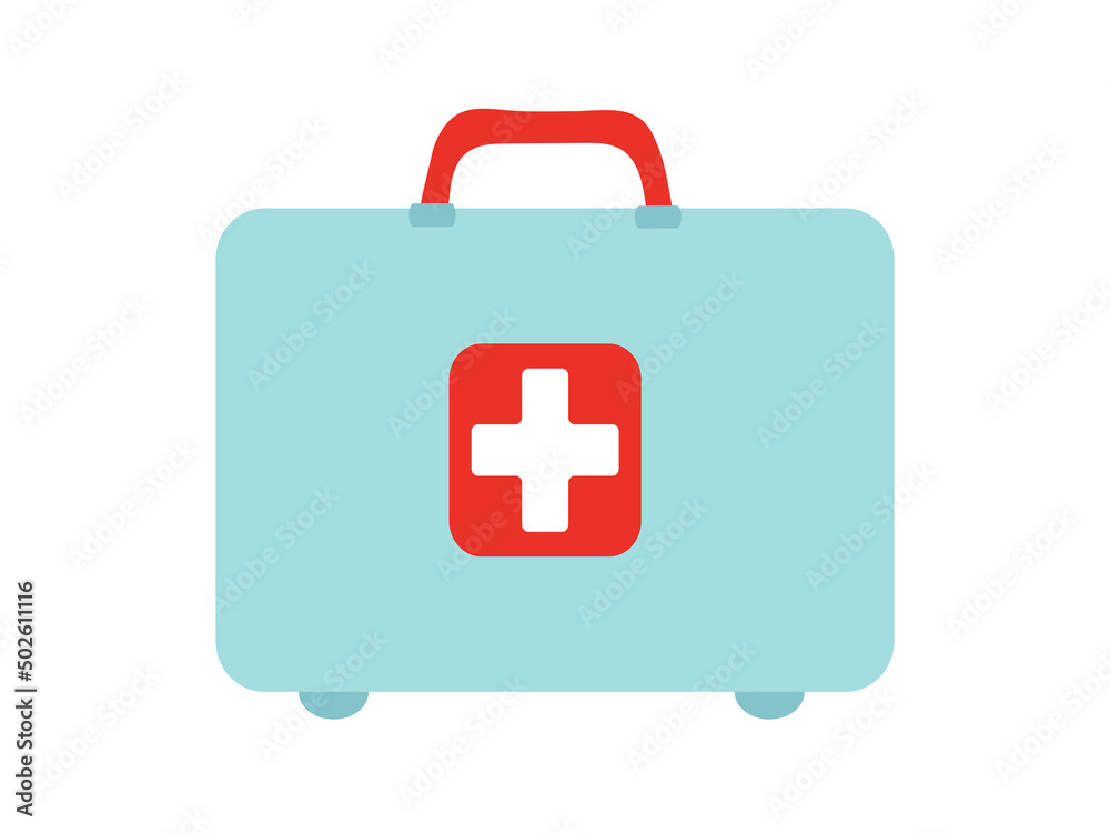 First aid kit isolated on white background. The concept of health, care and medical diagnosis. Flat design. Vector illustration. First aid kit isolated on white background. The concept of health, care and medical diagnosis. Flat design. Vector illustration.