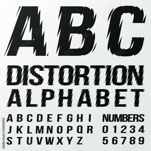 Refraction and Distortion alphabet and numbers. Refraction and Distortion Glass Effect. Eps10 vector.
