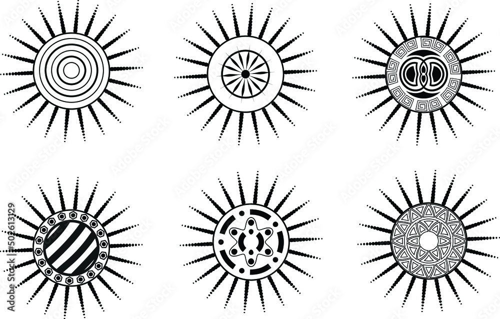 Boho sun decorated by abstract line Boho sun decorated by abstract line