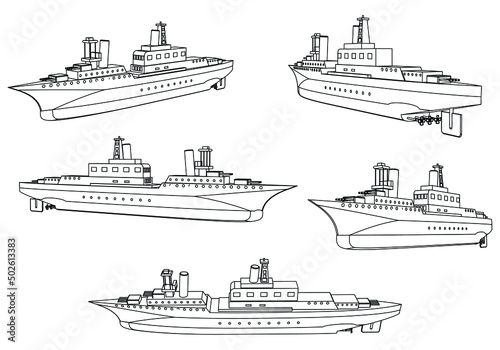 USS Indianapolis war ship outline vector. Military vehicle template vector isolated on white.