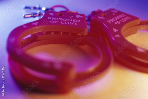 Close-up of a pair of handcuffs photo