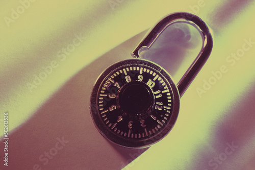 Close-up of a combination lock photo