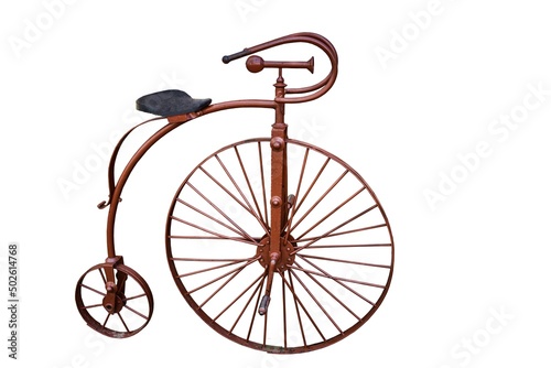 High wheel bicycle .Vintage bicycle . photo