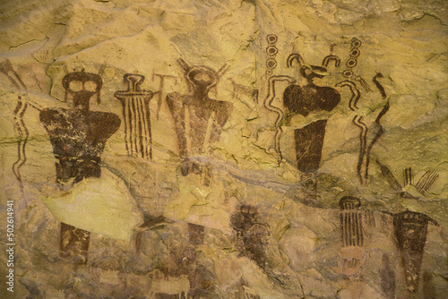 Close-up of cave paintings, Utah, USA photo