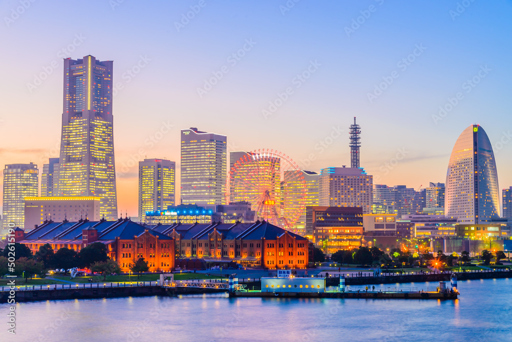 Yokohama skyline city - obrazy, fototapety, plakaty 