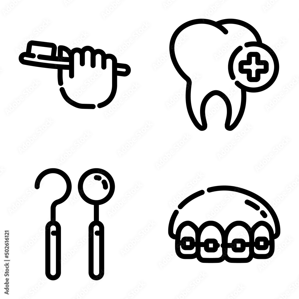 Dental Flat Icon Set Isolated On White Background Dental Flat Icon Set Isolated On White Background
