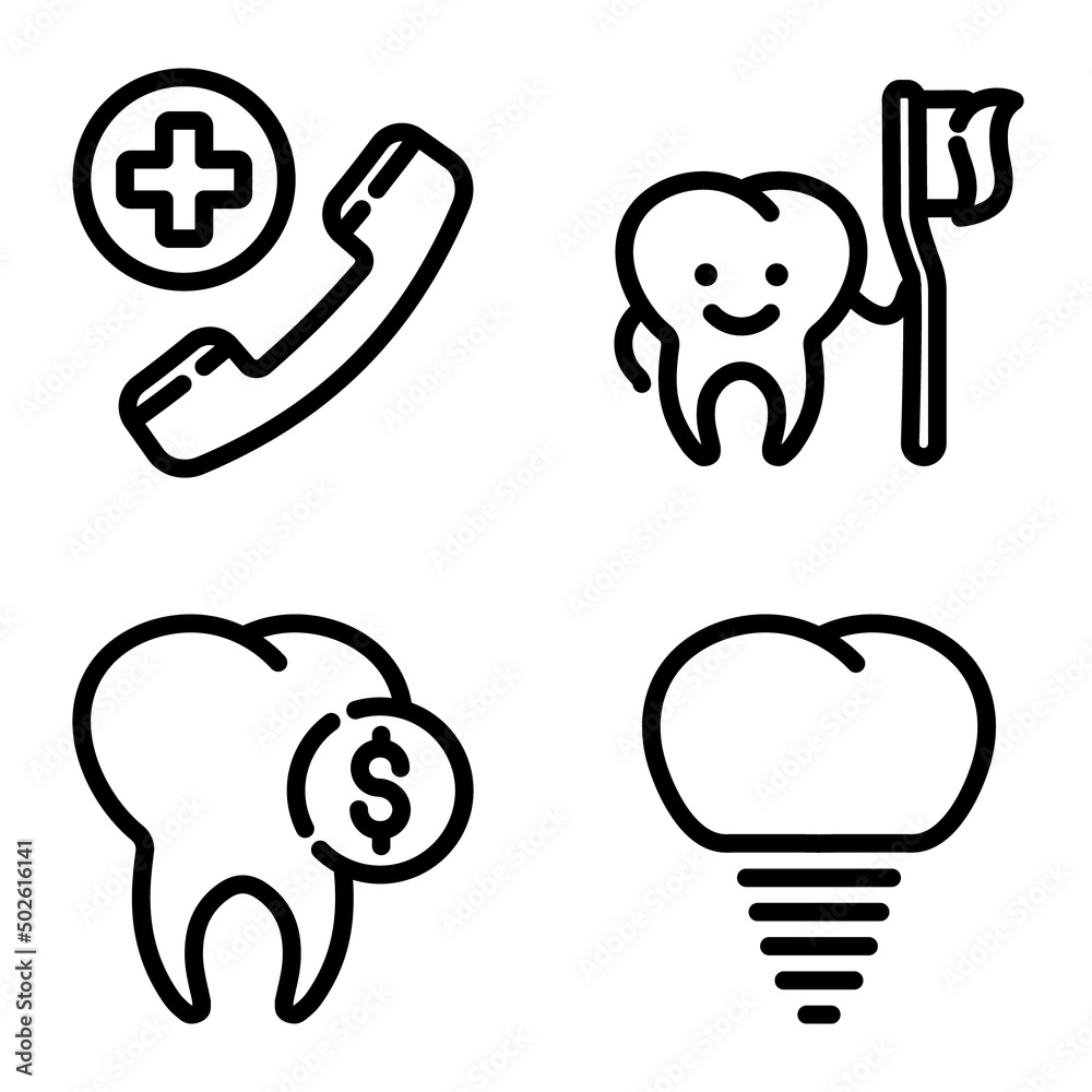 Dental Flat Icon Set Isolated On White Background Dental Flat Icon Set Isolated On White Background