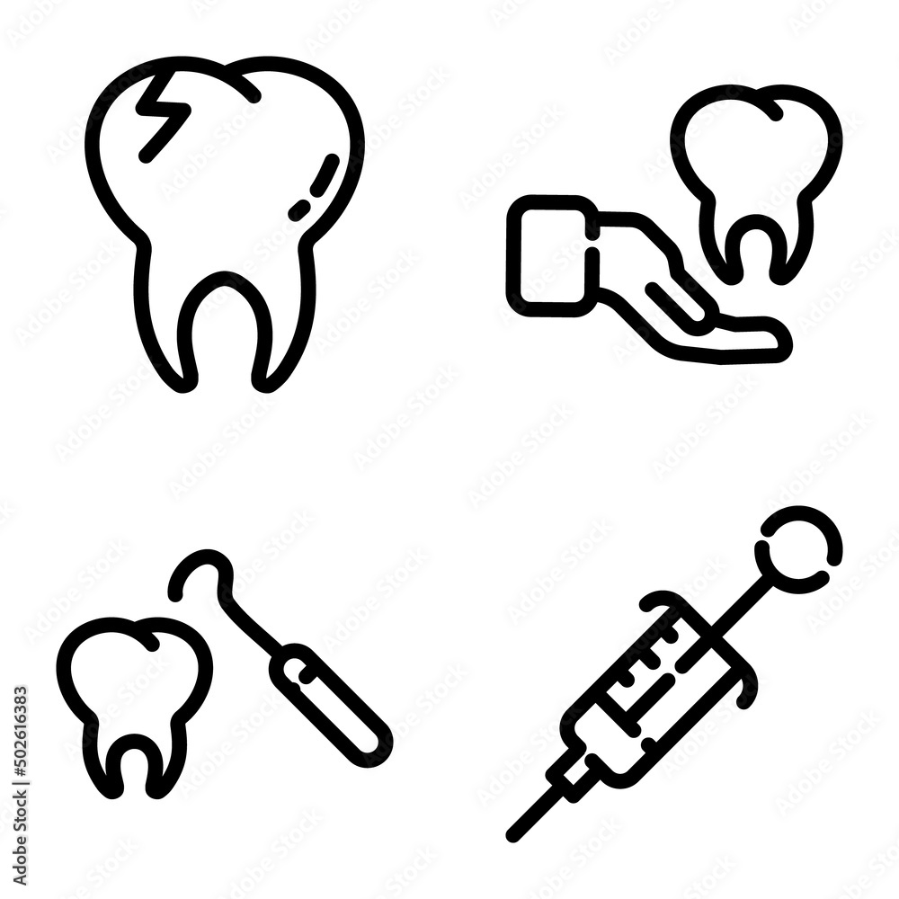 Dental Flat Icon Set Isolated On White Background Dental Flat Icon Set Isolated On White Background