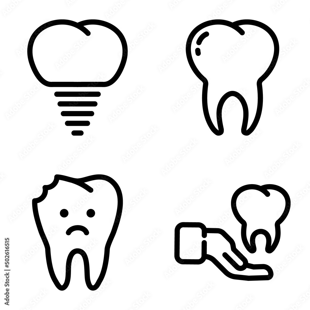 Dental Flat Icon Set Isolated On White Background Dental Flat Icon Set Isolated On White Background