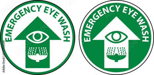 Emergency Eye Wash Floor Sign On White Background