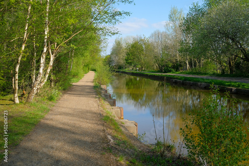 bridgewater canal and tow path walk and cycle way between worsley and monton photo