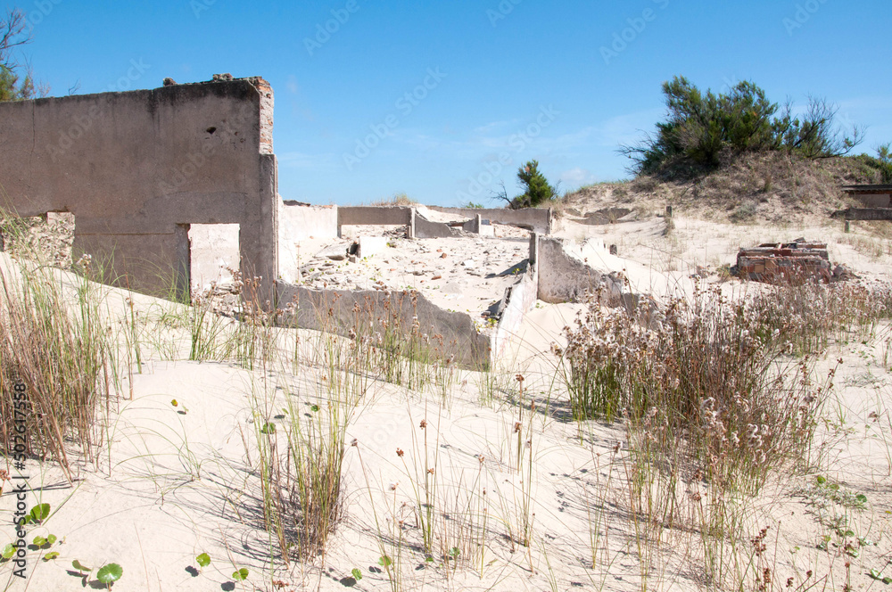 ruins of the house in sand