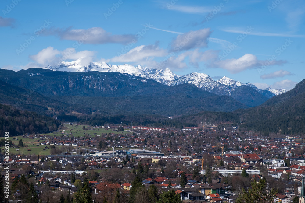 Landscape with view of Garmisch-Partenkirchen