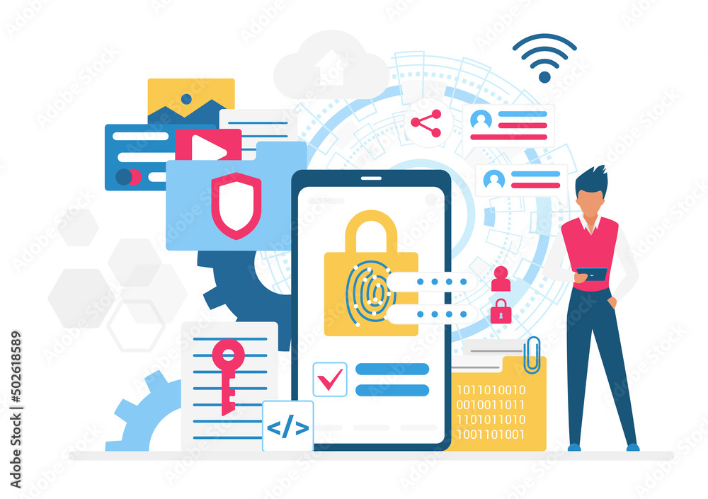 General data protection regulation security system. Digital privacy passwords and scanning authorization General data protection regulation security system. Digital privacy passwords and scanning authorization