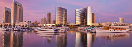 Buildings at waterfront, San Diego Marriott Hotel And Marina, Seaport Village, San Diego, California, USA photo