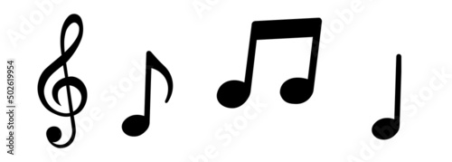 Set of musical notes, songs, melodies or melodies flat vector icon for music apps and websites