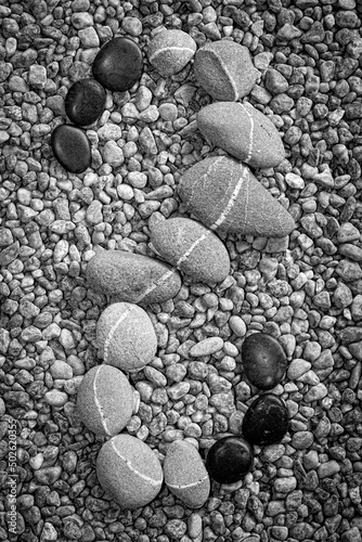 S-shape pattern made with pebbles