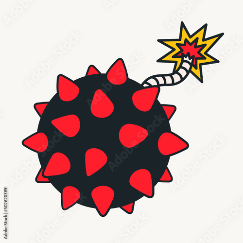 Cartoon vector funny cute Comic characters, black mine.