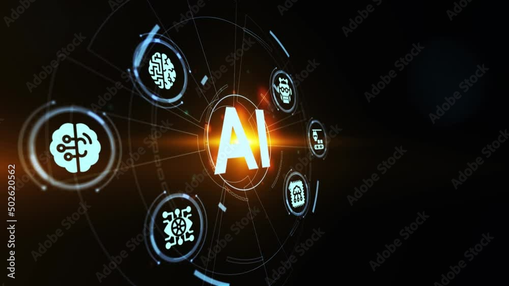 Artificial intelligence (AI), machine learning and modern computer technologies concepts. Business, Technology, Internet and network concept.