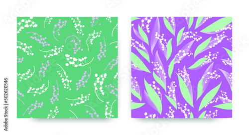 Lily of the Valley Seamless Fabric. Bunch of Convallaria Majalis. Elegant Bot...