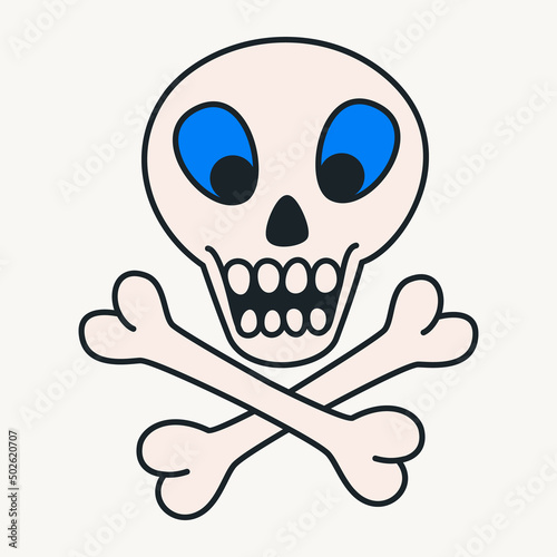 Cartoon vector funny cute Comic characters, scull
